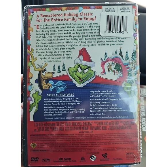 Dr. Seuss' How the Grinch Stole Christmas DVD (Deluxe Edition) NEW SEALED - Picture 2 of 2